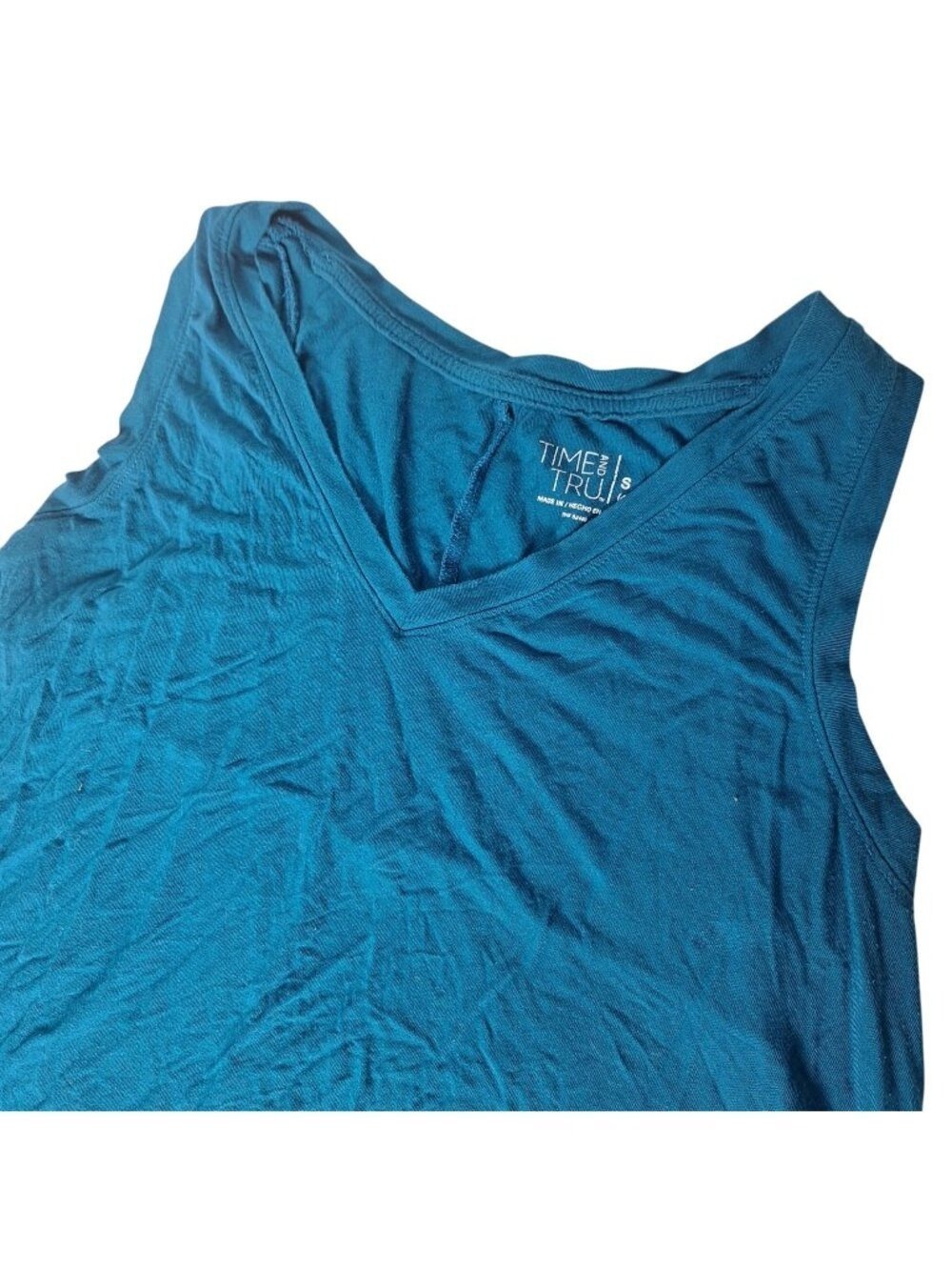 Time and Tru Teal Blue V Neck Tank Top Small
